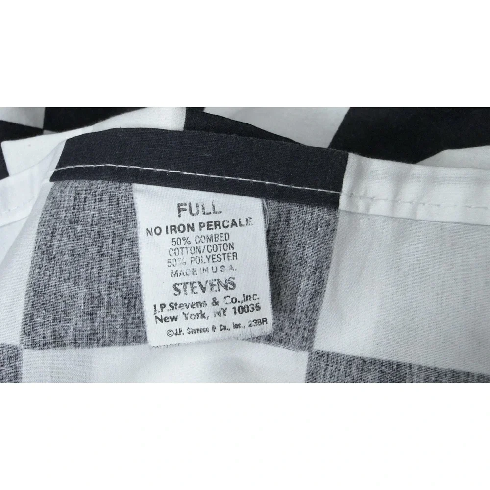 Stevens Sheet Set Checkered Black White Check Full Flat No Iron Percale Sheets